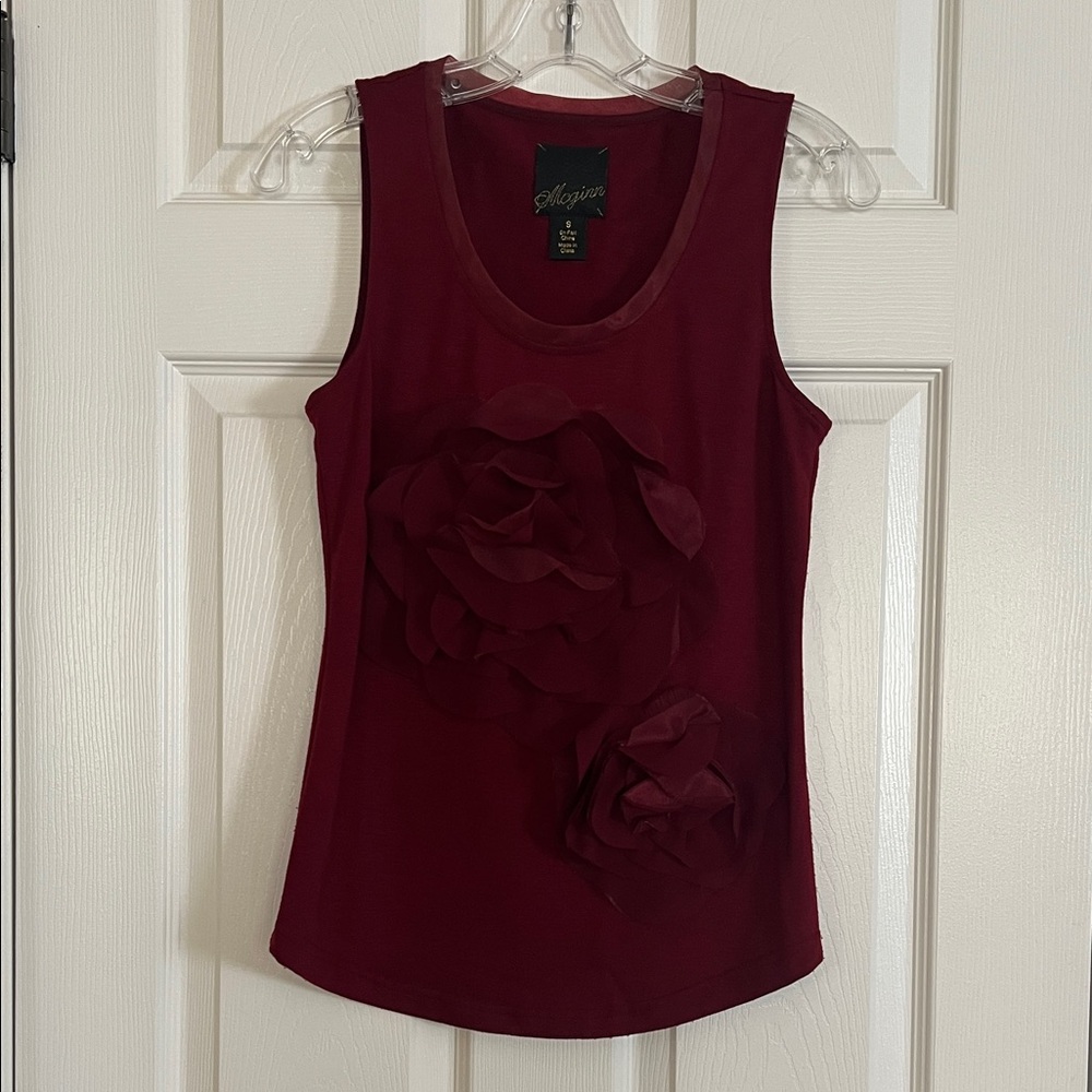 McGinn Burgundy Tank Top with Floral Accents